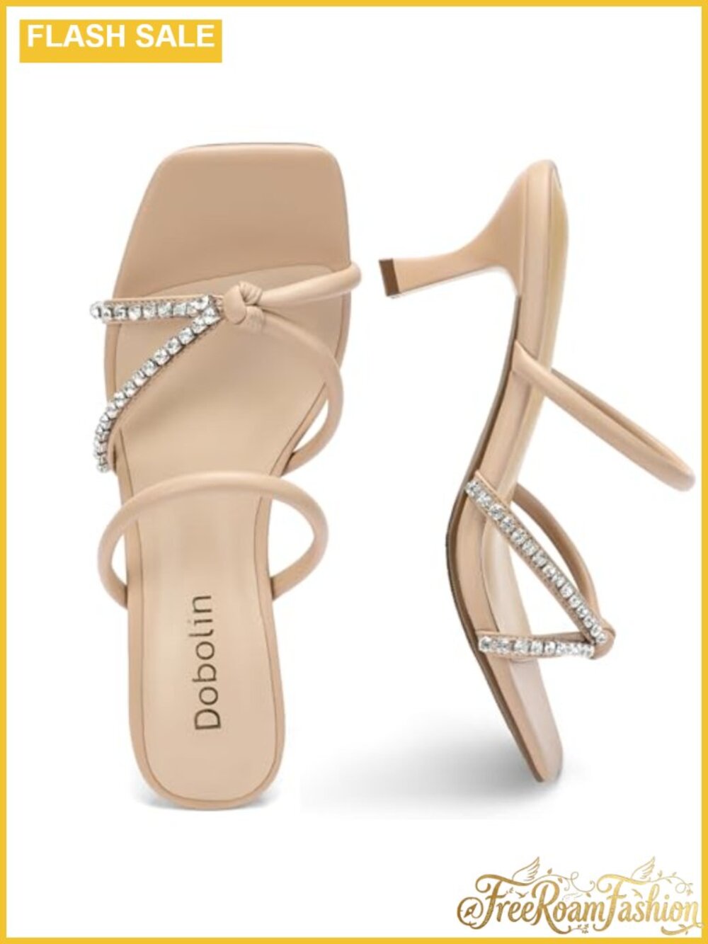 Strappy Kitten Heel Sandals Open Toe Slip On Dress Heels